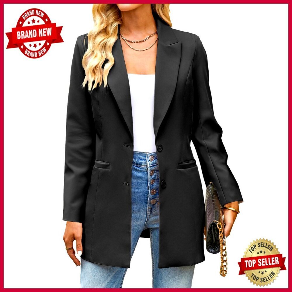 Relaxed Fit Blazer for Women, Business Casual, Polyester Blend, Long Sleeve